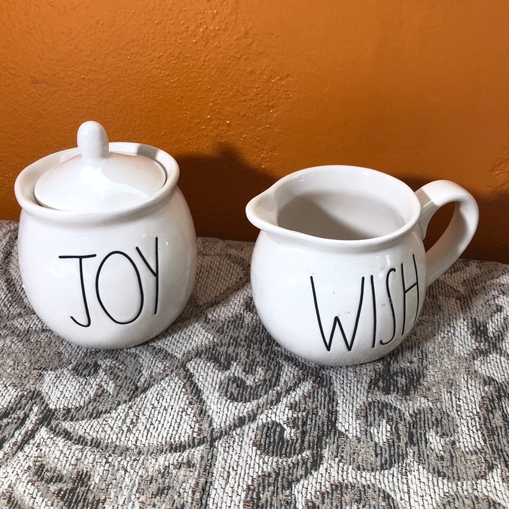 Rae Dunn Sugar and Creamer set Joy and Wish Set